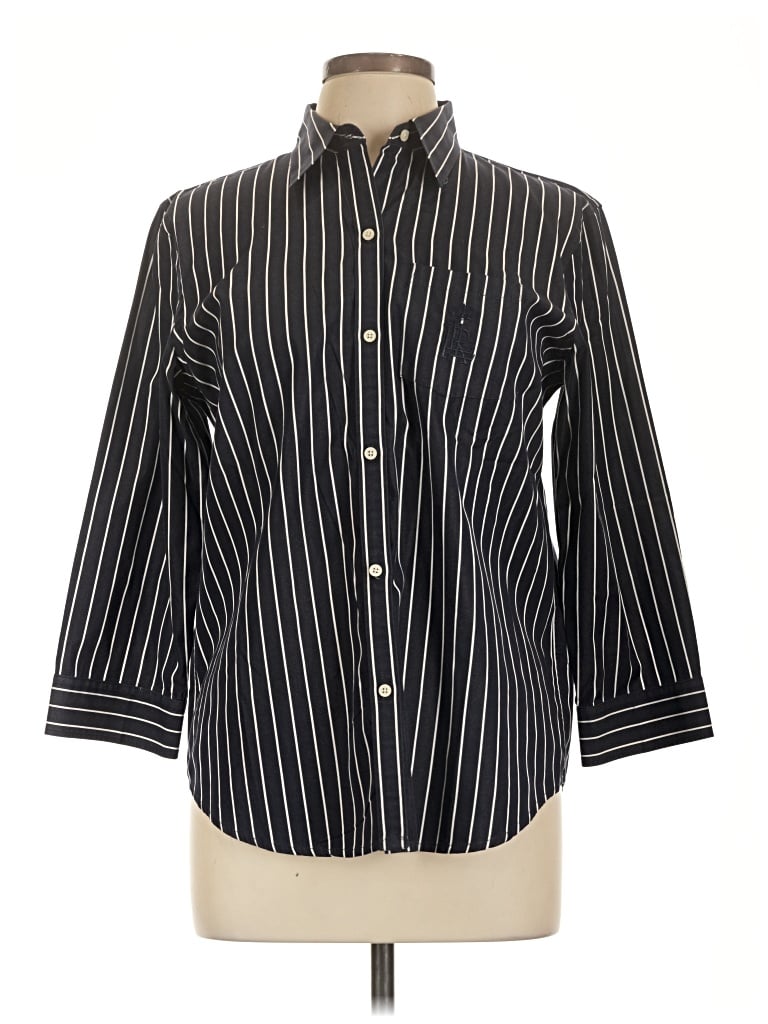 Pre-owned Polo Ralph Lauren 3/4 Sleeve Button Down Shirt In Black