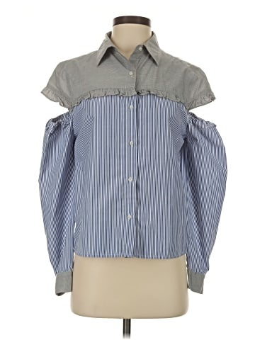 Aqua Long Sleeve Blouse (view 1)