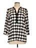 Cupio 100% Polyester Houndstooth Silver 3/4 Sleeve Blouse Size L - photo 1
