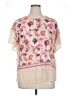 Faded Glory 100% Polyester Floral Ivory Short Sleeve Blouse Size 1X - photo 1