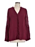 Express Solid Burgundy Long Sleeve Blouse Size L - photo 1