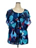 Daisy Fuentes Blue Short Sleeve Blouse Size 3X - photo 1