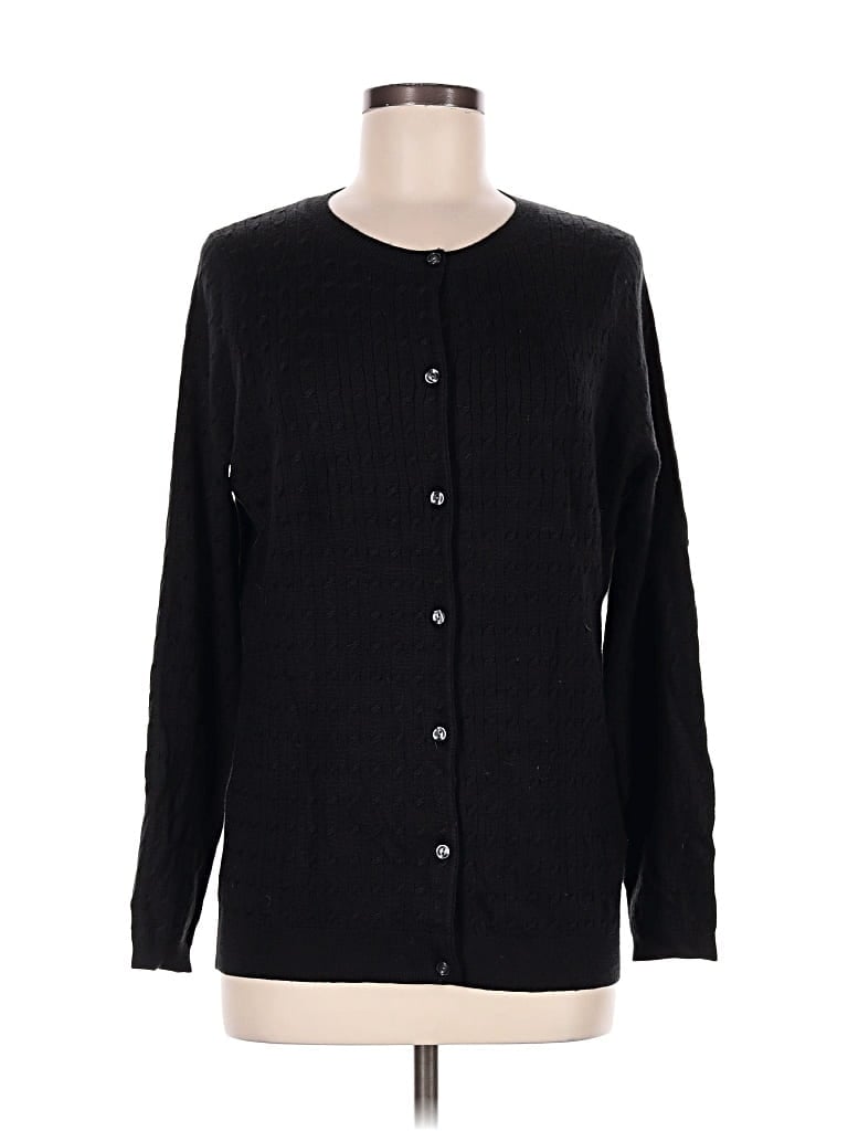 Pre-owned Lands' End Cardigan Sweater In Black