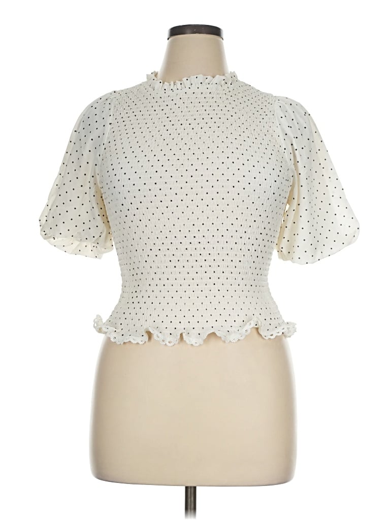 Pre-owned Sweet Rain Short Sleeve Blouse In Ivory