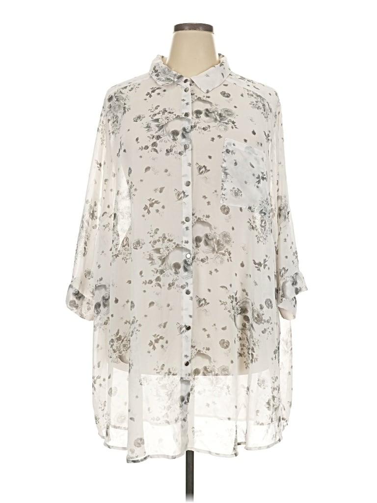 Pre-owned Torrid 3/4 Sleeve Blouse In Silver