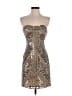 Scala 100% Silk Metallic Silver Gold Cocktail Dress Size 0 - photo 1