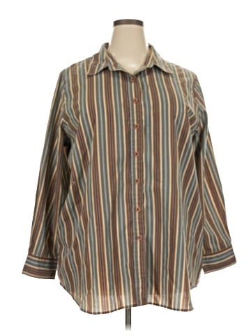 Roaman's 3/4 Sleeve Button-Down Shirt (view 1)