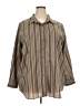 Roaman's Stripes Brown 3/4 Sleeve Button-Down Shirt Size 22 (1X) - photo 1