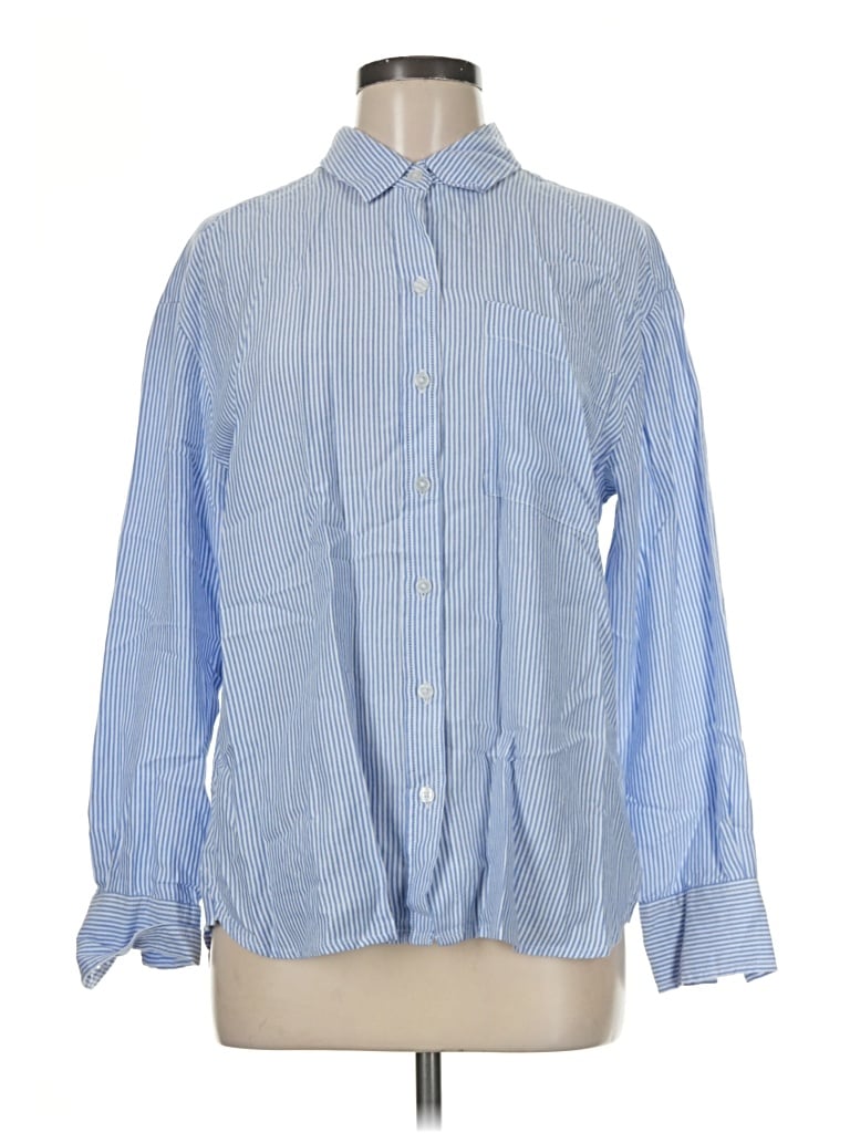 Pre-owned Lola River Long Sleeve Button Down Shirt In Blue