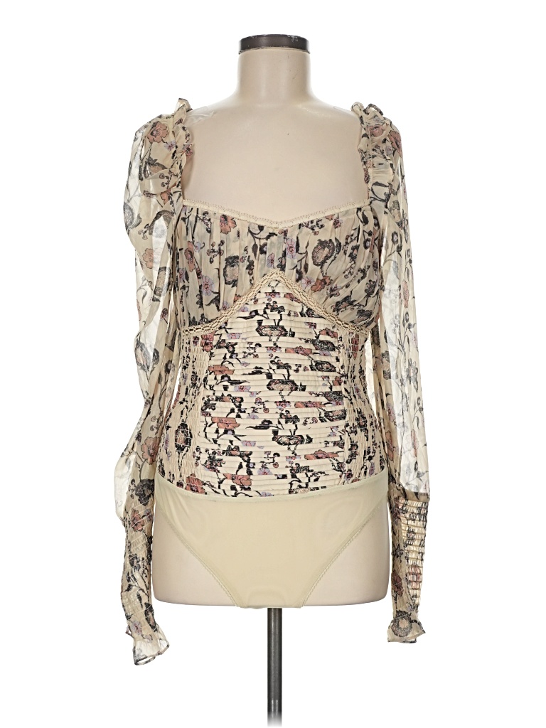 Pre-owned Free People Long Sleeve Blouse In Ivory