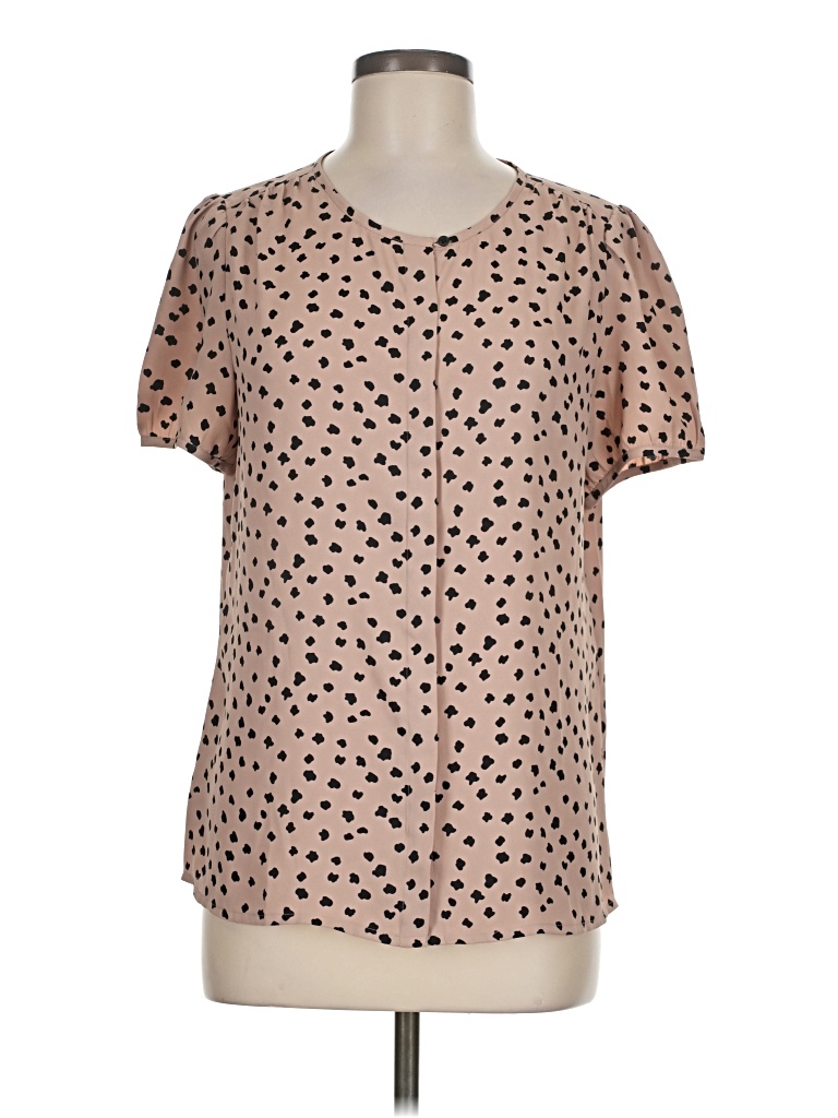 Pre-owned Ann Taylor Loft Short Sleeve Blouse In Tan