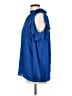 Ann Taylor LOFT 100% Polyester Blue Sleeveless Blouse Size L - photo 5