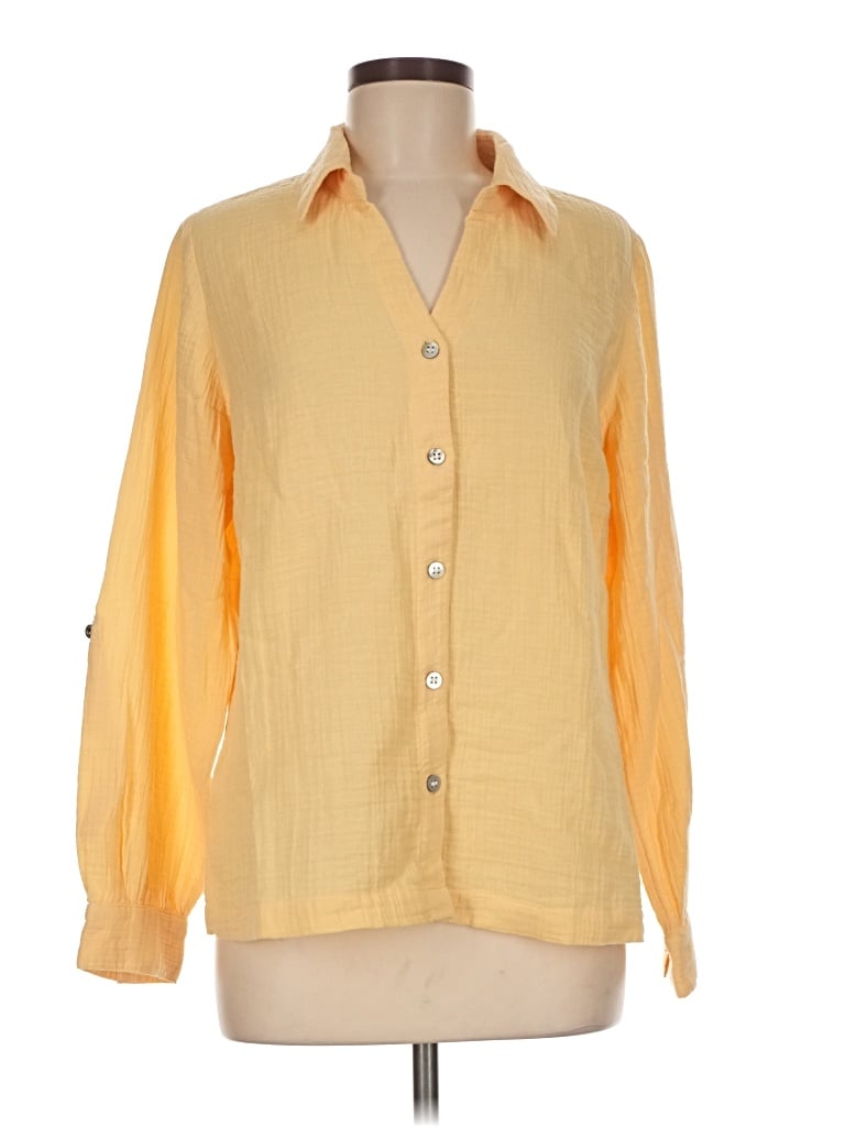 Pre-owned Soft Surroundings Long Sleeve Blouse In Yellow