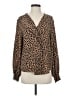Gibson Latimer 100% Polyester Animal Print Brown Long Sleeve Blouse Size S - photo 1