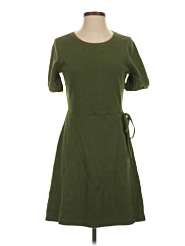 Madewell Crosshatch Puff-Sleeve Faux-Wrap Mini Dress (view 1)