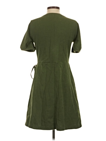 Madewell Crosshatch Puff-Sleeve Faux-Wrap Mini Dress (view 2)
