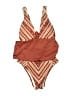 Venus Chevron-herringbone Brown One Piece Swimsuit Size 4 - photo 1