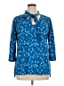 Worthington Blue 3/4 Sleeve Button-Down Shirt Size XL - photo 1