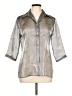 Fred David 100% Polyester Metallic Silver 3/4 Sleeve Blouse Size 10 - photo 1