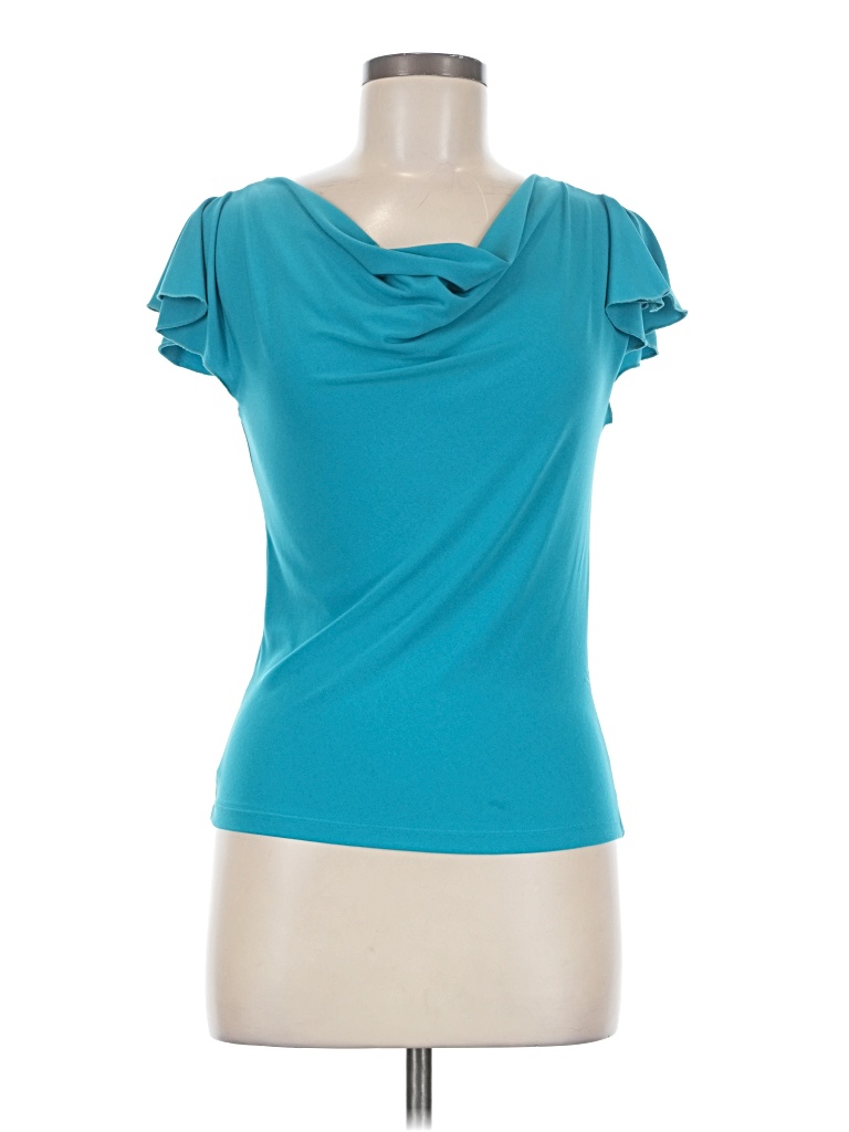 Pre-owned Express Short Sleeve Top Teal Cowl Neck Tops