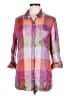 Cato Color Block Purple 3/4 Sleeve Button-Down Shirt Size M - photo 1