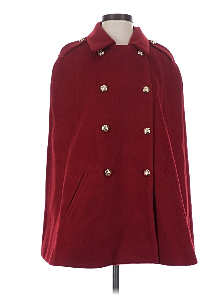 Pre-owned Forever 21 Coat In Burgundy