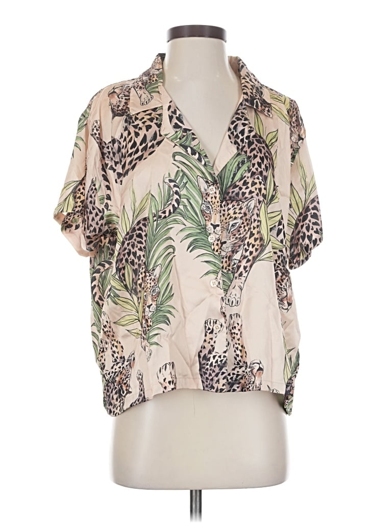 Nasty Gal Inc. Short Sleeve Blouse In Tan