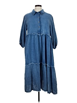 denim dress square neckline Neck Puff Sleeve Flaunt your figure in fabric group_colorblock crochet Style:Blue Long Sleeve Off The