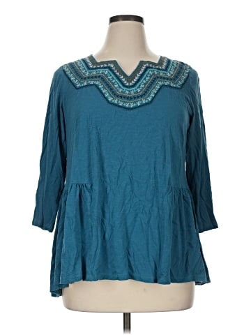 LOGO by Lori Goldstein 3/4 Sleeve Top (view 1)