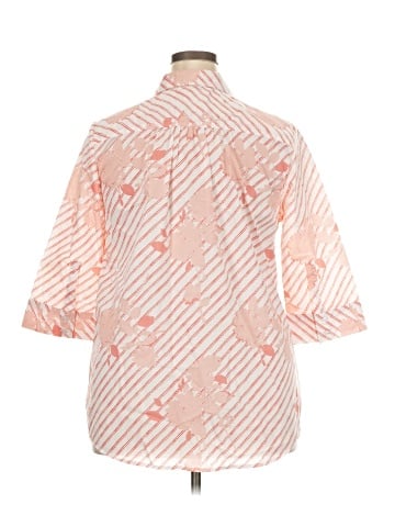 Roaman's 3/4 Sleeve Button-Down Shirt (view 2)