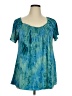 Essentials 100% Polyester Teal Short Sleeve Blouse Size 0X - photo 1