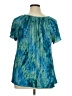 Essentials 100% Polyester Teal Short Sleeve Blouse Size 0X - photo 2