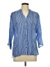 AP.NY Stripes Blue 3/4 Sleeve Button-Down Shirt Size L - photo 1