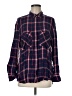 Express 100% Rayon Plaid Blue Long Sleeve Button-Down Shirt Size M - photo 1