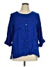 JM Collection 100% Linen Blue 3/4 Sleeve Blouse Size 14 - photo 1