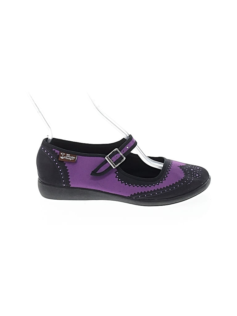 Pre-owned Assorted Brands Flats In Purple