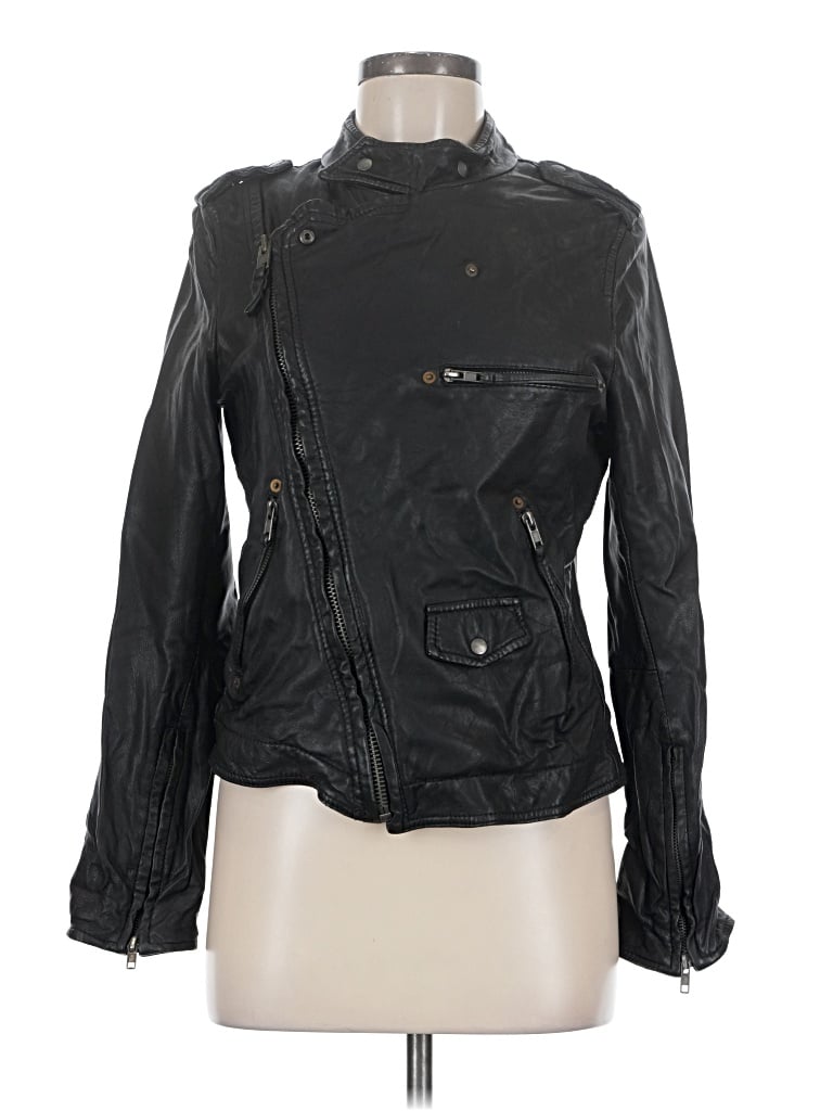 Click to view more detailed imagery on our partner's website Pre-owned Zara Basic Leather Jacket In Black