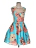 City Studio 100% Polyester Floral Blue Cocktail Dress Size 3 - photo 1