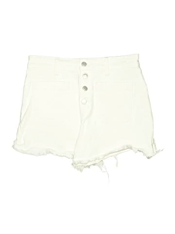 Madewell High-Rise Denim Boyshorts in Tile White: Button-Through Edition (view 1)