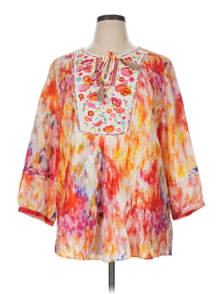 Pre-owned John Mark 3/4 Sleeve Blouse In Orange