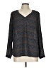 DR2 100% Polyester Damask Jacquard Paisley Teal Long Sleeve Blouse Size L - photo 1