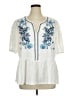 Solitaire Ivory White Short Sleeve Blouse Size 1X - photo 1