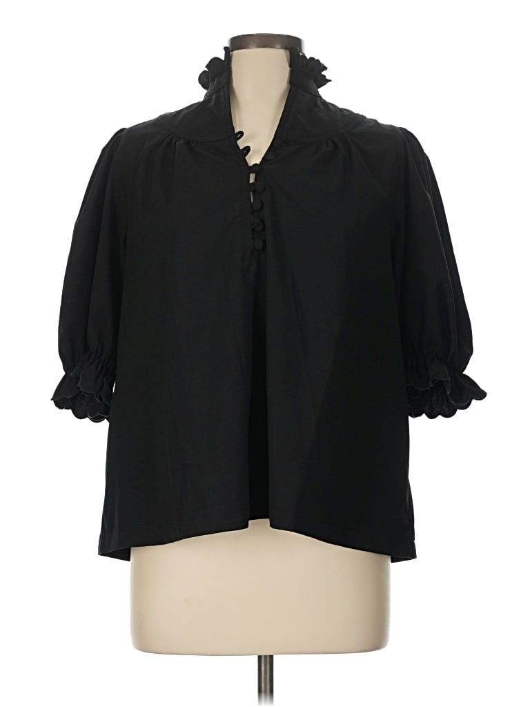 Pre-owned Pomander Place 3/4 Sleeve Blouse In Black