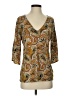 MICHAEL Michael Kors Paisley Brown 3/4 Sleeve Blouse Size S - photo 1