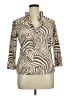 J. McLaughlin Animal Print Brown Ivory 3/4 Sleeve Blouse Size XL - photo 1