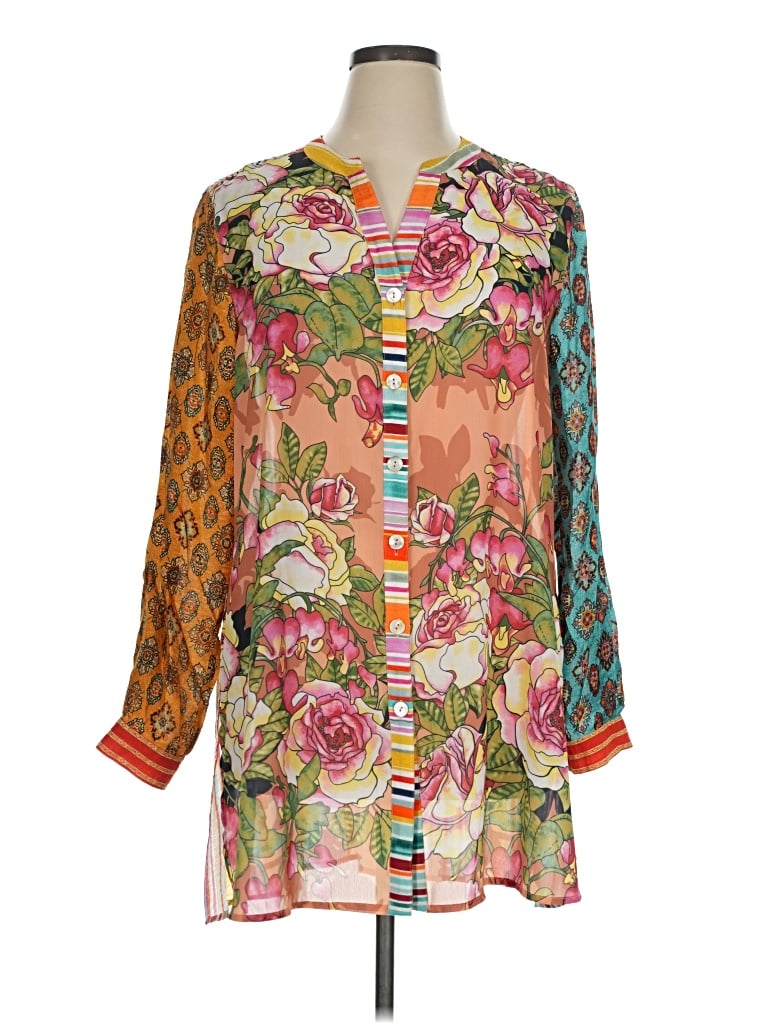 Pre-owned John Mark 3/4 Sleeve Blouse In Orange