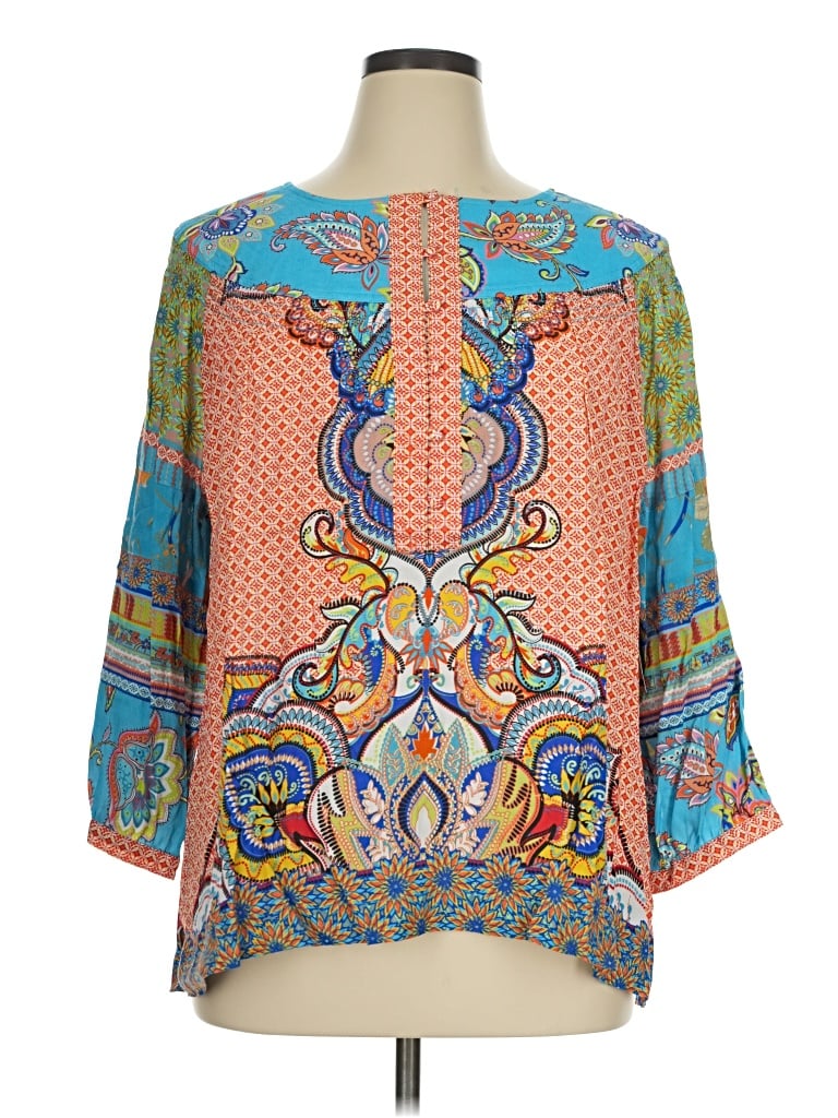 John Mark 3/4 Sleeve Blouse In Blue