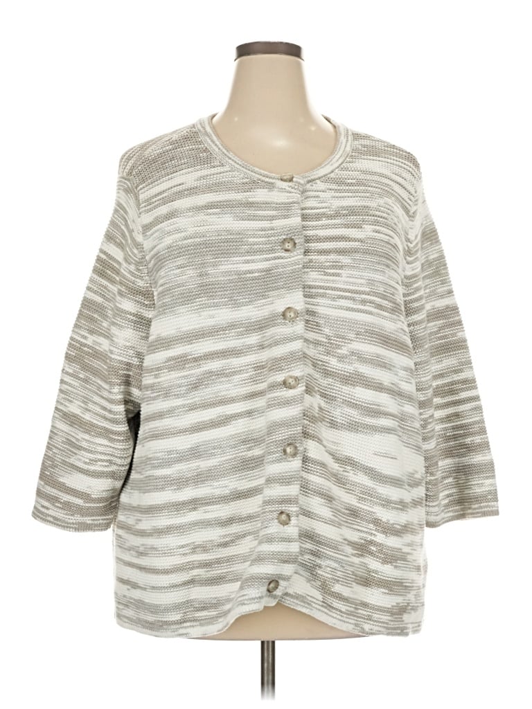 Pre-owned Lands' End Cardigan Sweater In Gray