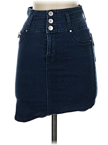 Aqua Denim Skirt (view 1)