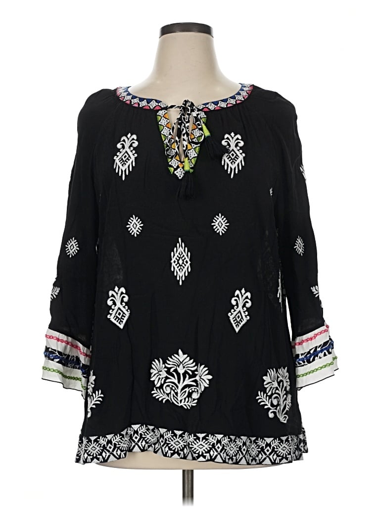 Pre-owned John Mark 3/4 Sleeve Blouse In Black